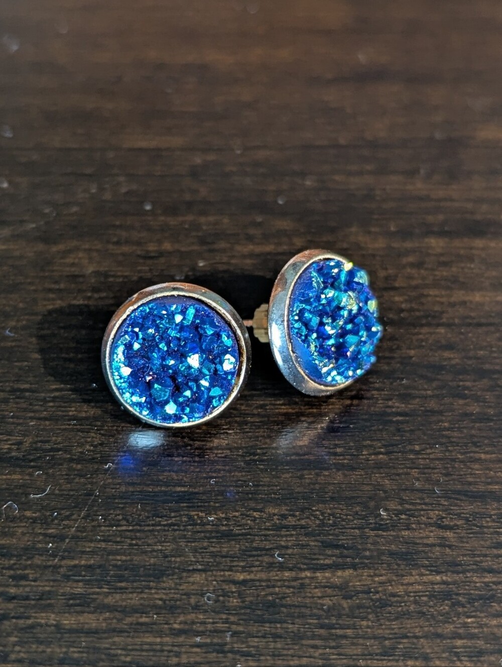 FREE ADD ON Blue Druzy Stud Earrings - Women Jewelry